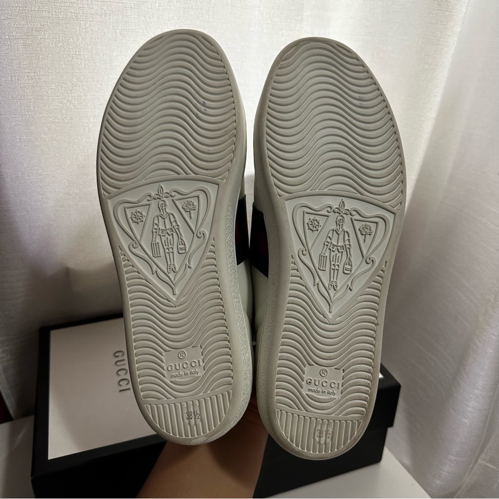 NEW Gucci new ace leather white sneakers bee size 38.5 - Picture 5 of 7